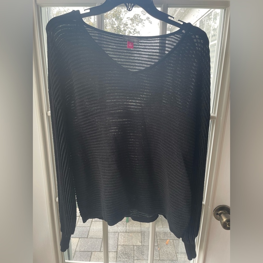 Vince Camuto Black Sheer Knit Top